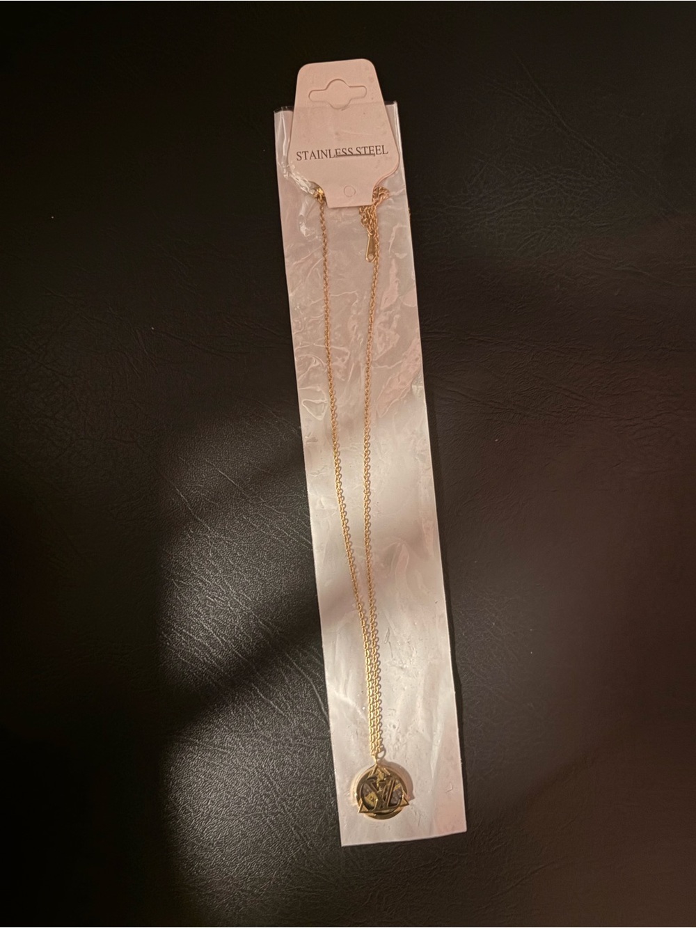 Gold Stainless Steel Double Chain Necklace with Pendant